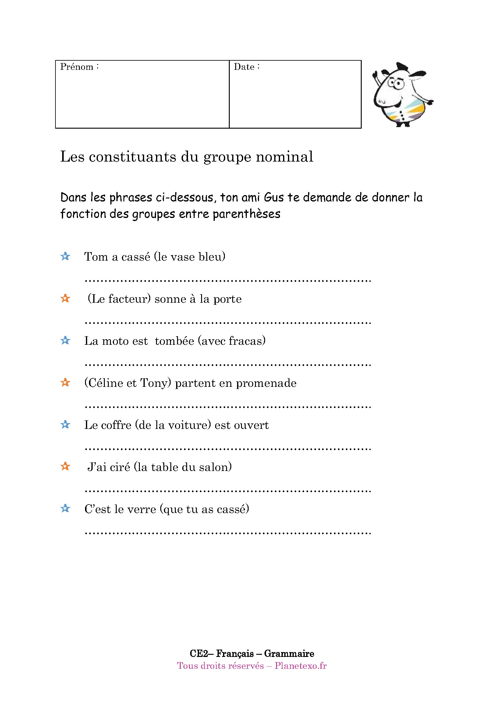 Exercices Corrigés Groupe Nominal Ce2 Gratuit Groupe Nominal Ce2 Groupe Nominal Exercice Ce2 - Rezfoods - Resep
