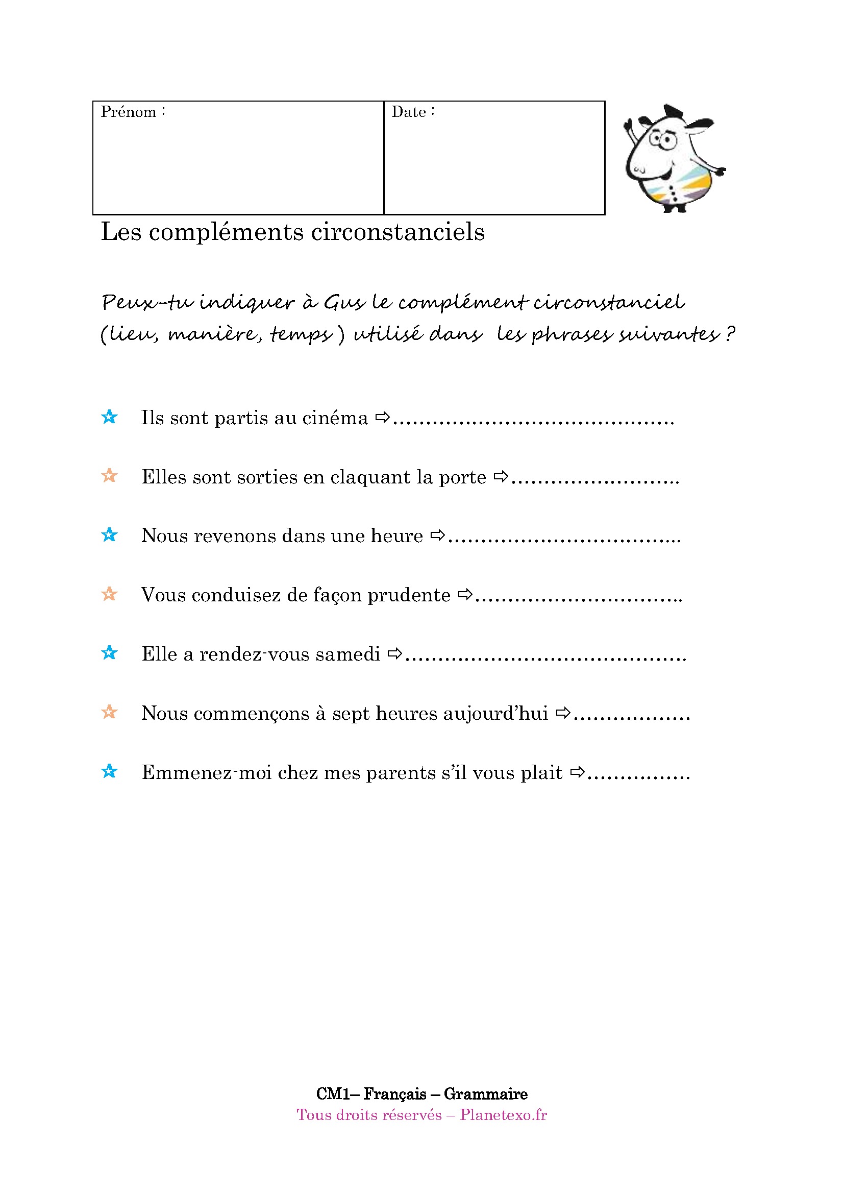 complements circonstanciels apprendre a ecrire maternelle exercice cm1 collection de pages coloriage montres luxe