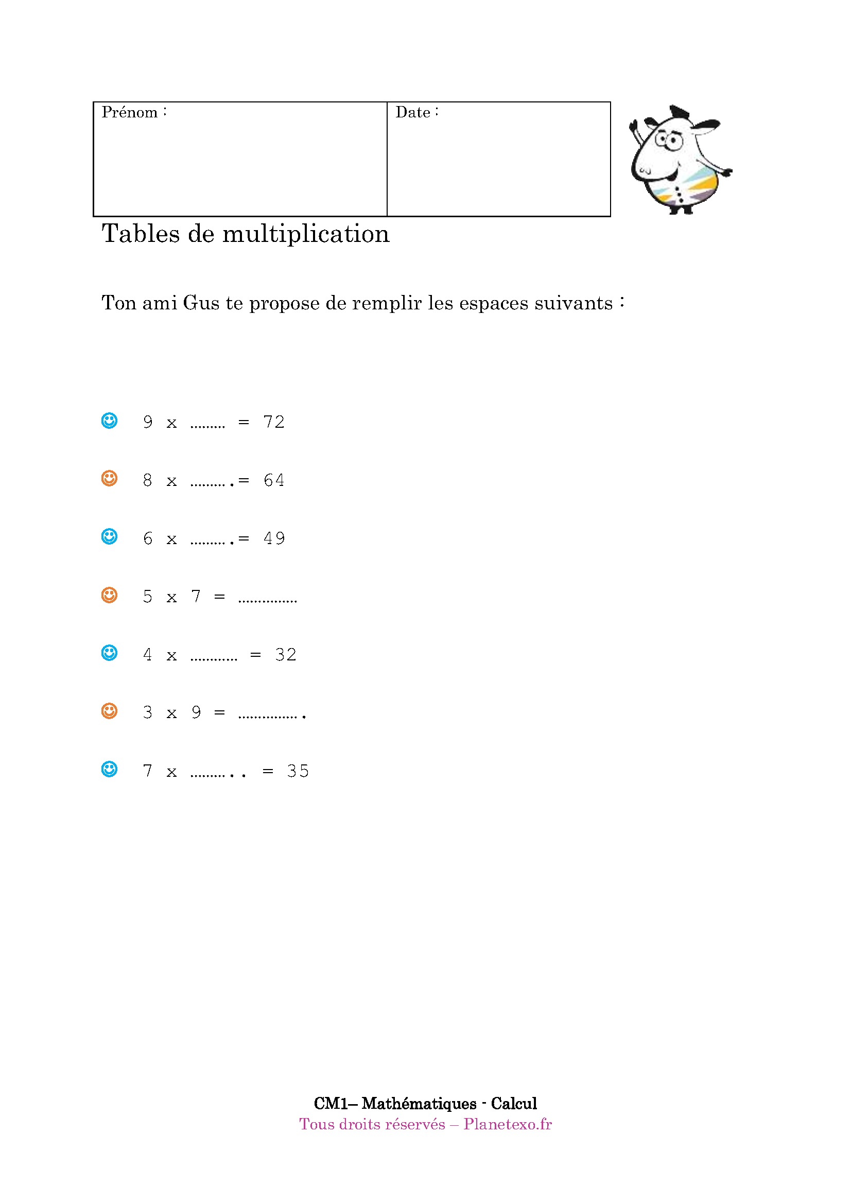 table multiplication