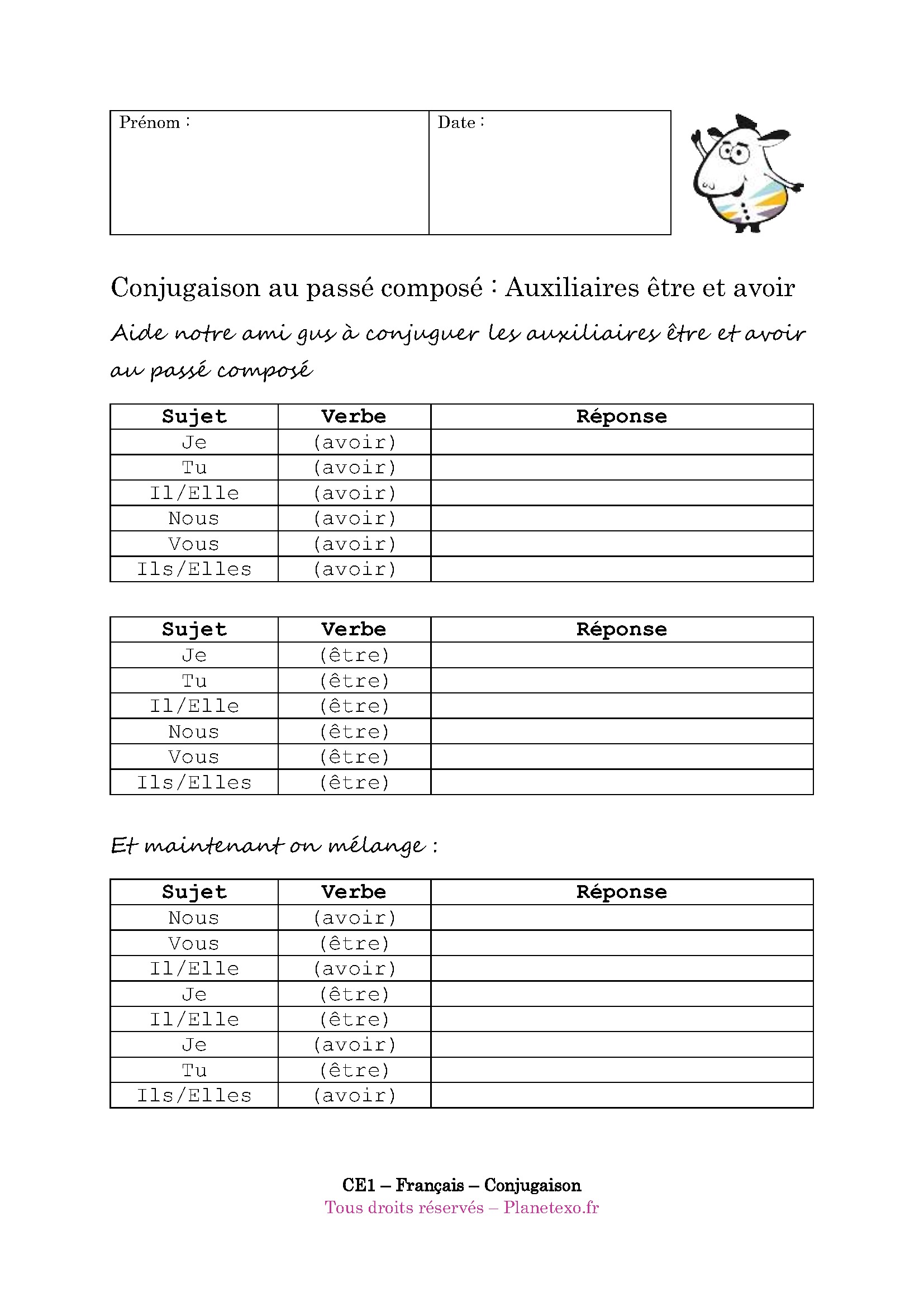 auxiliaire, passé composé