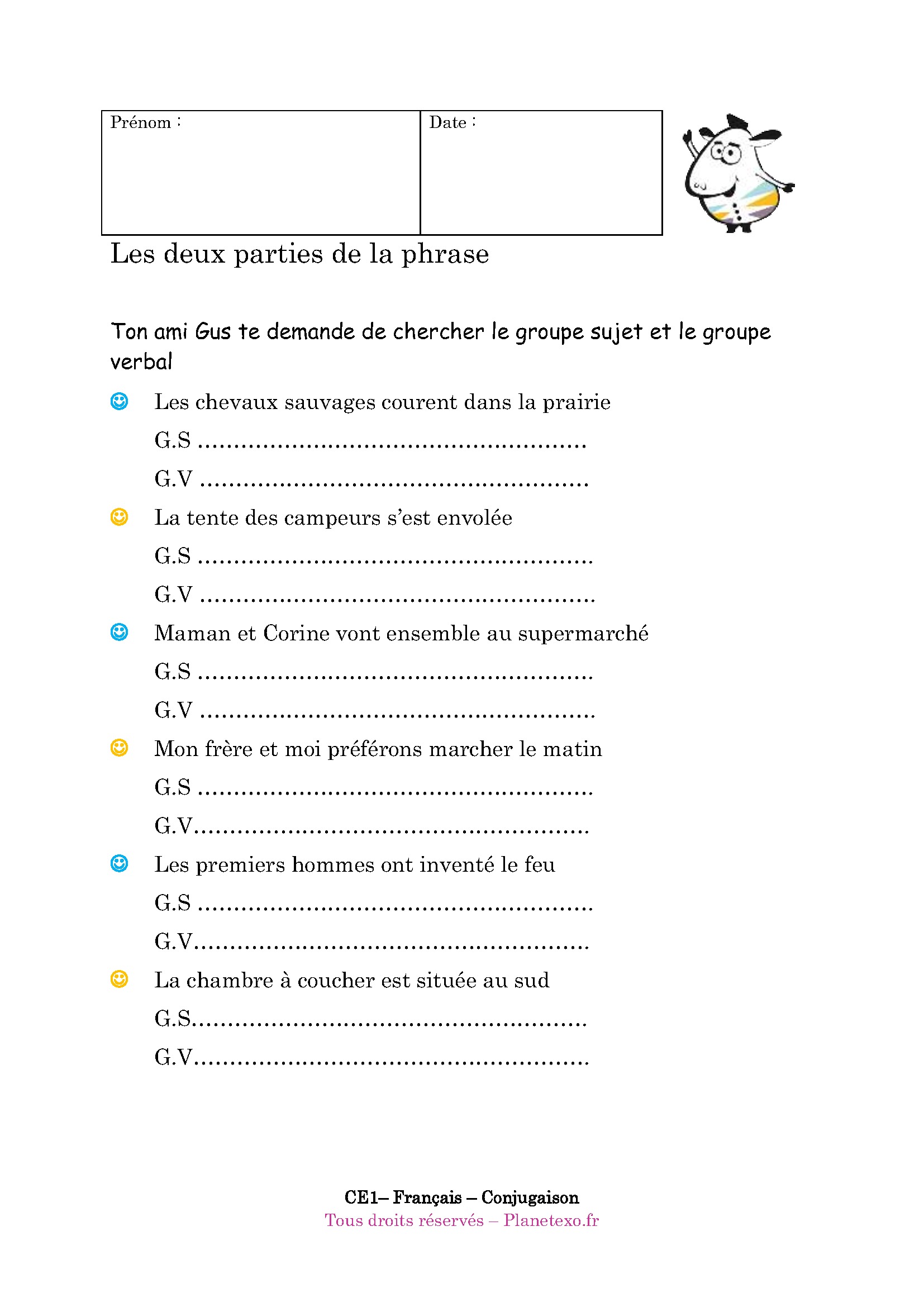 groupe verbal sujet