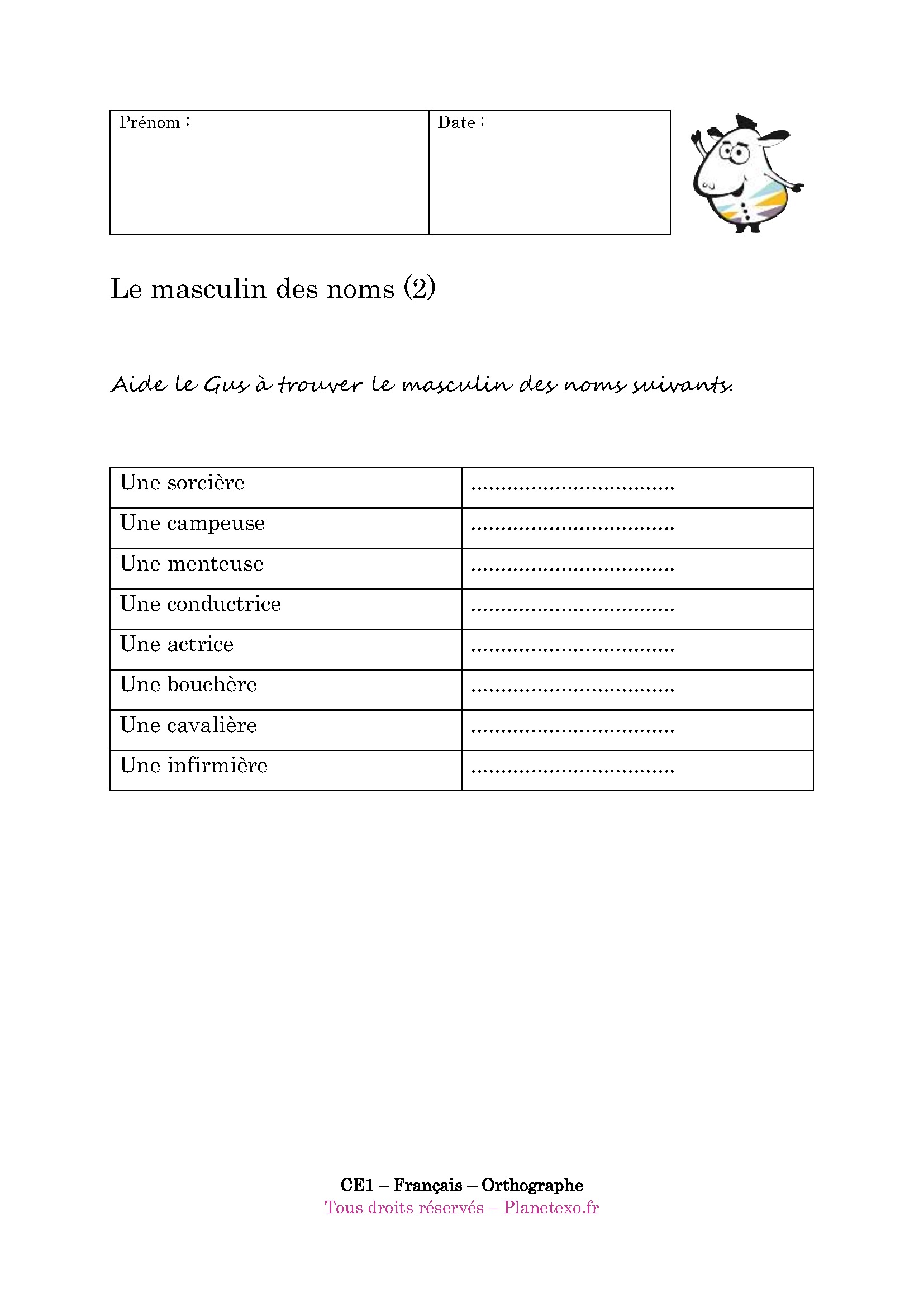 masculin, nom