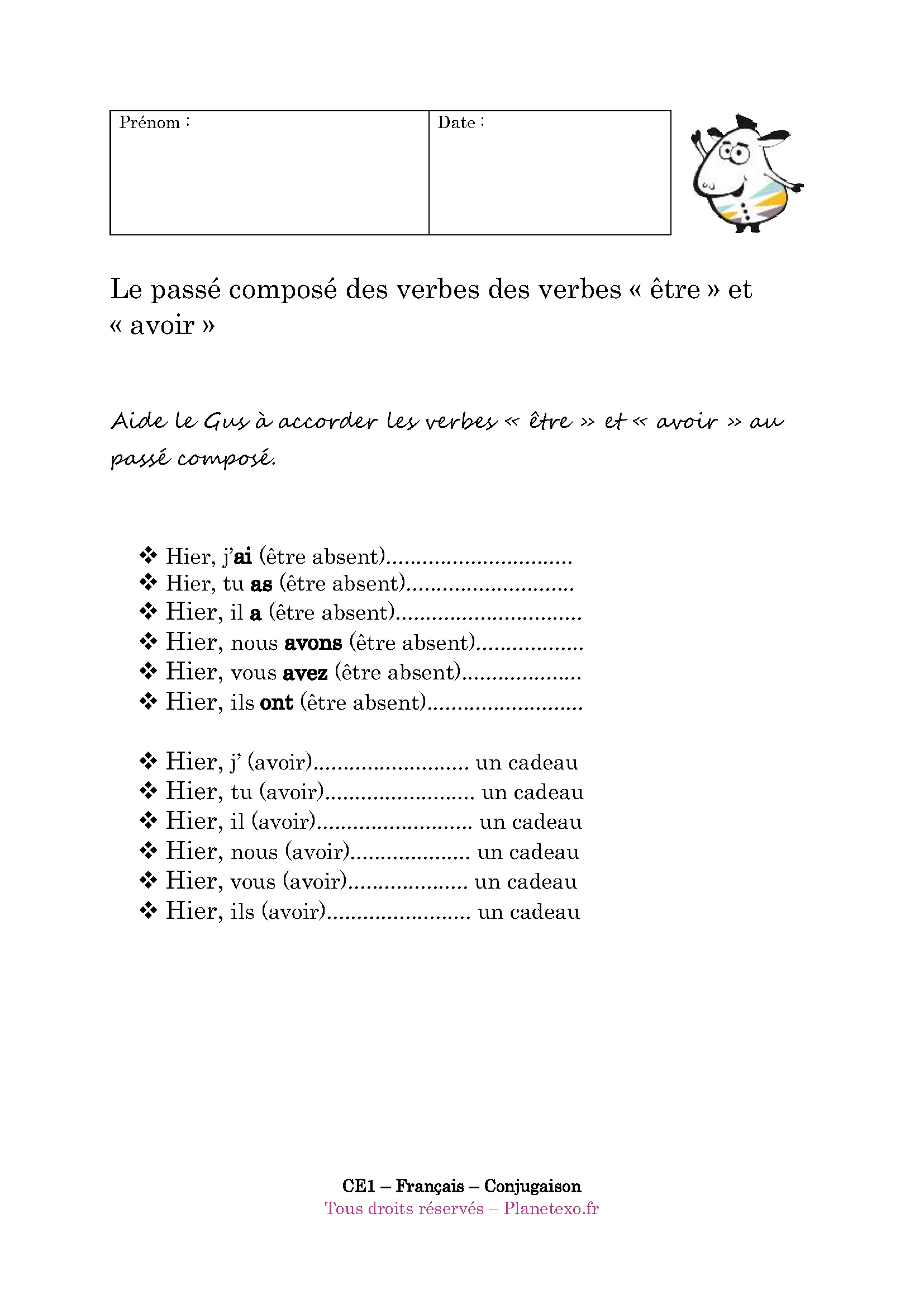 passe compose, etre