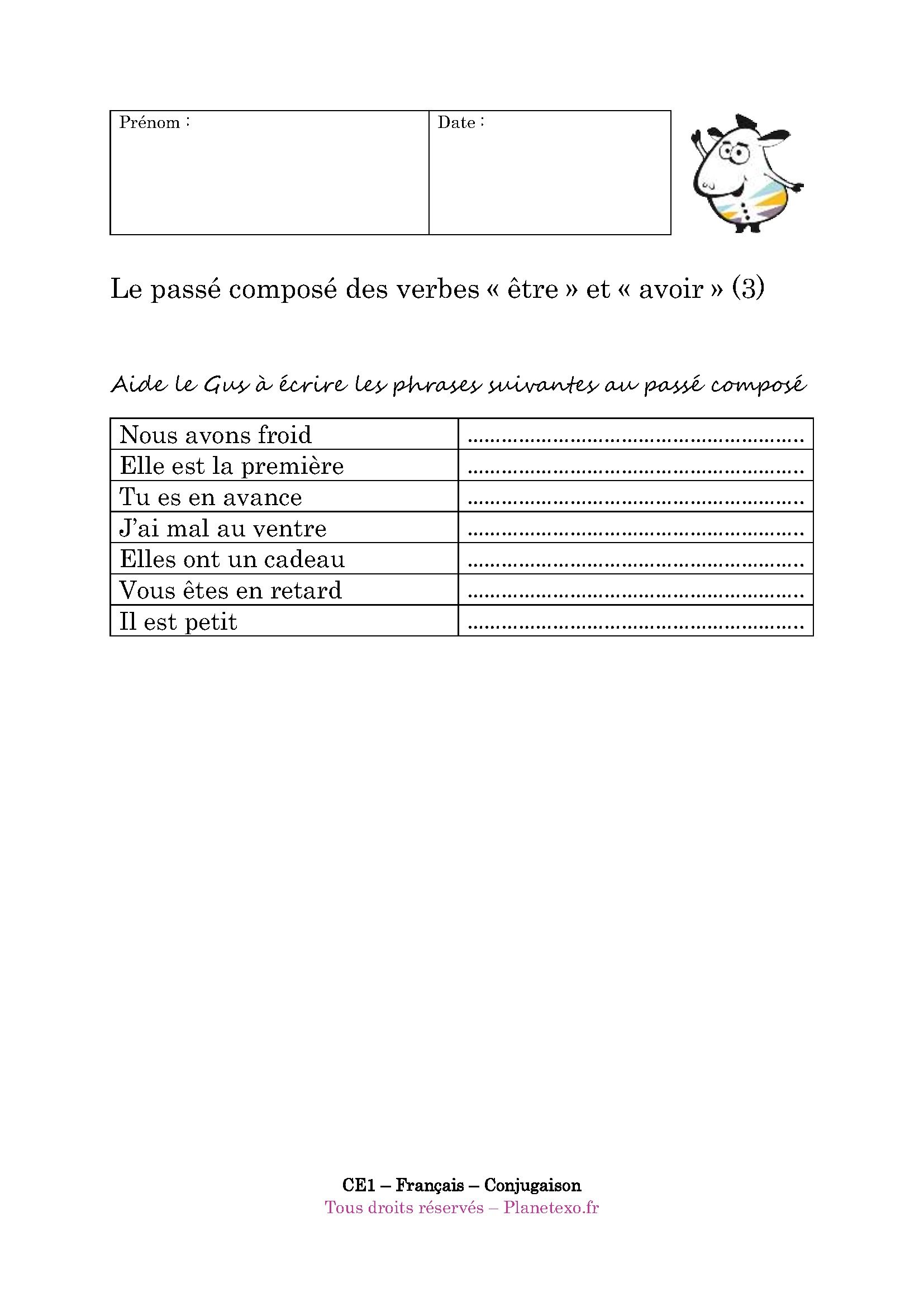 passe compose, etre