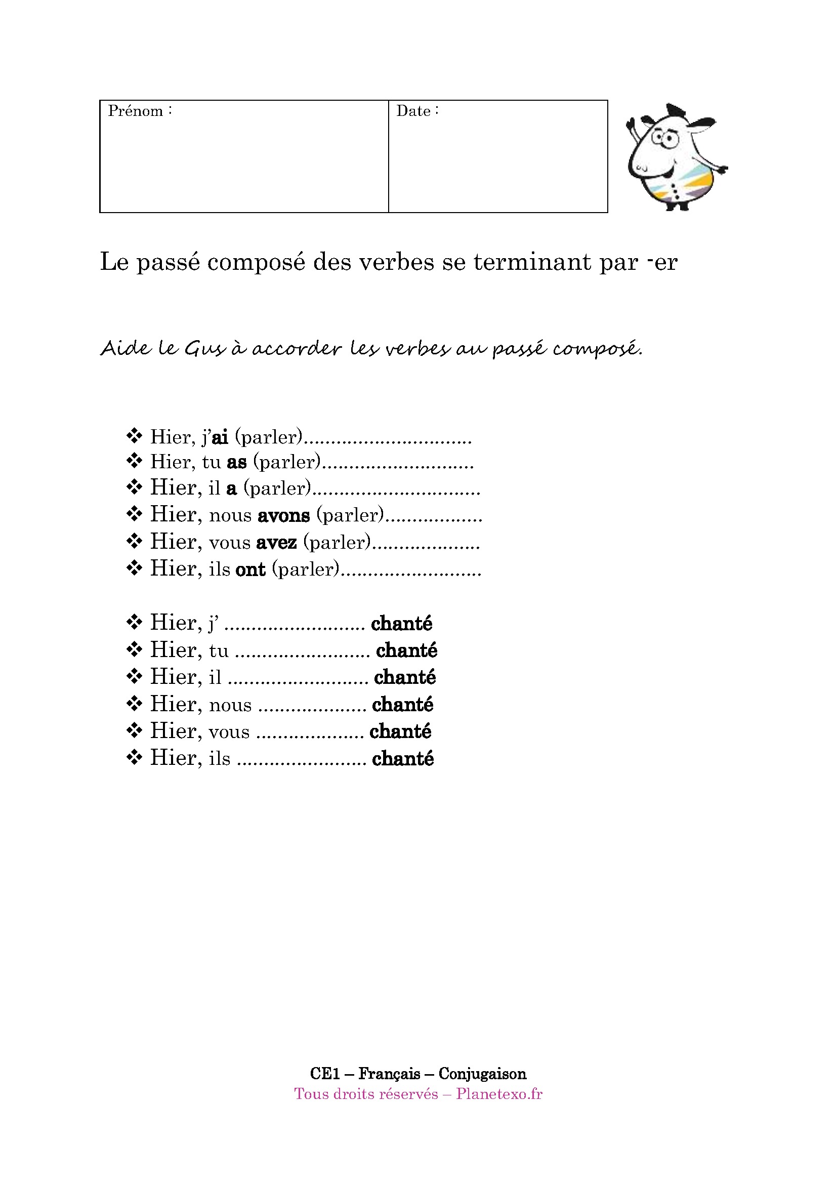 hier, passe compose