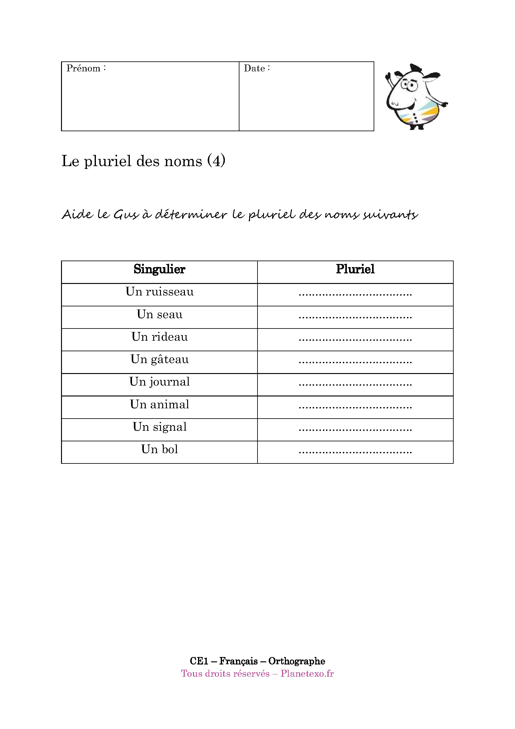 pluriel, nom