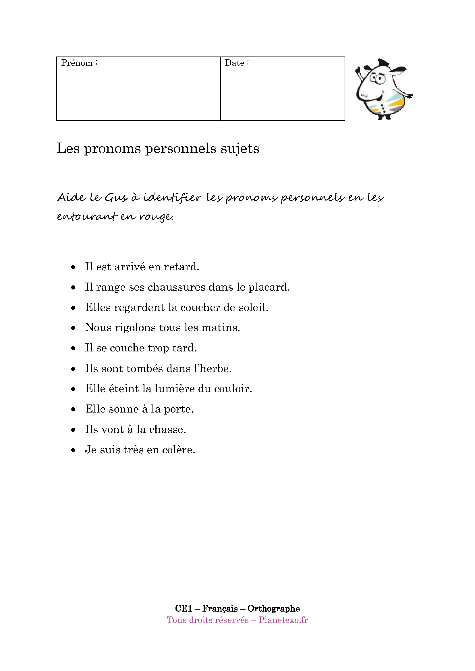 pronom, personnel, sujet