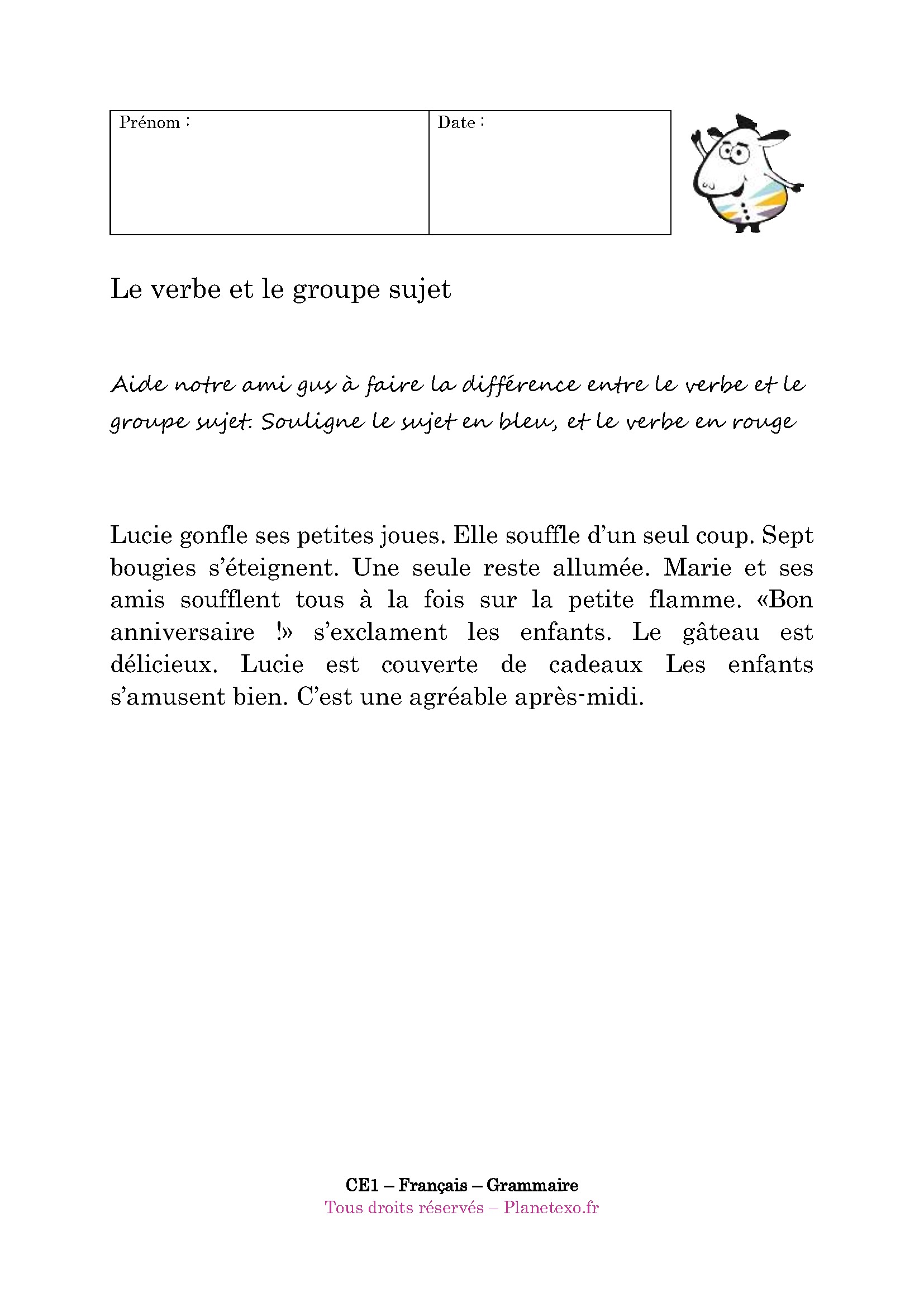 verbe, sujet