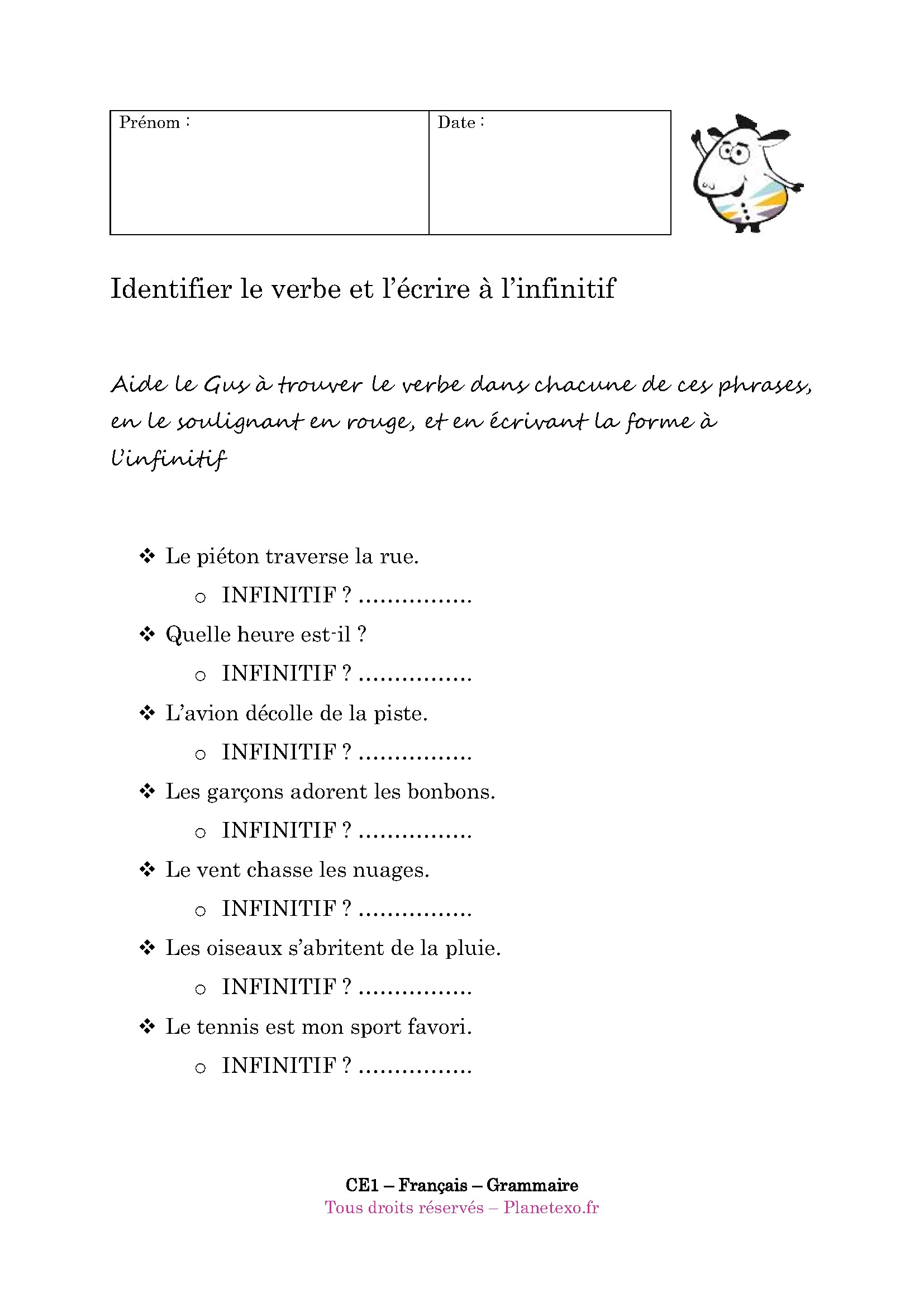verbe, infinitif, phrases