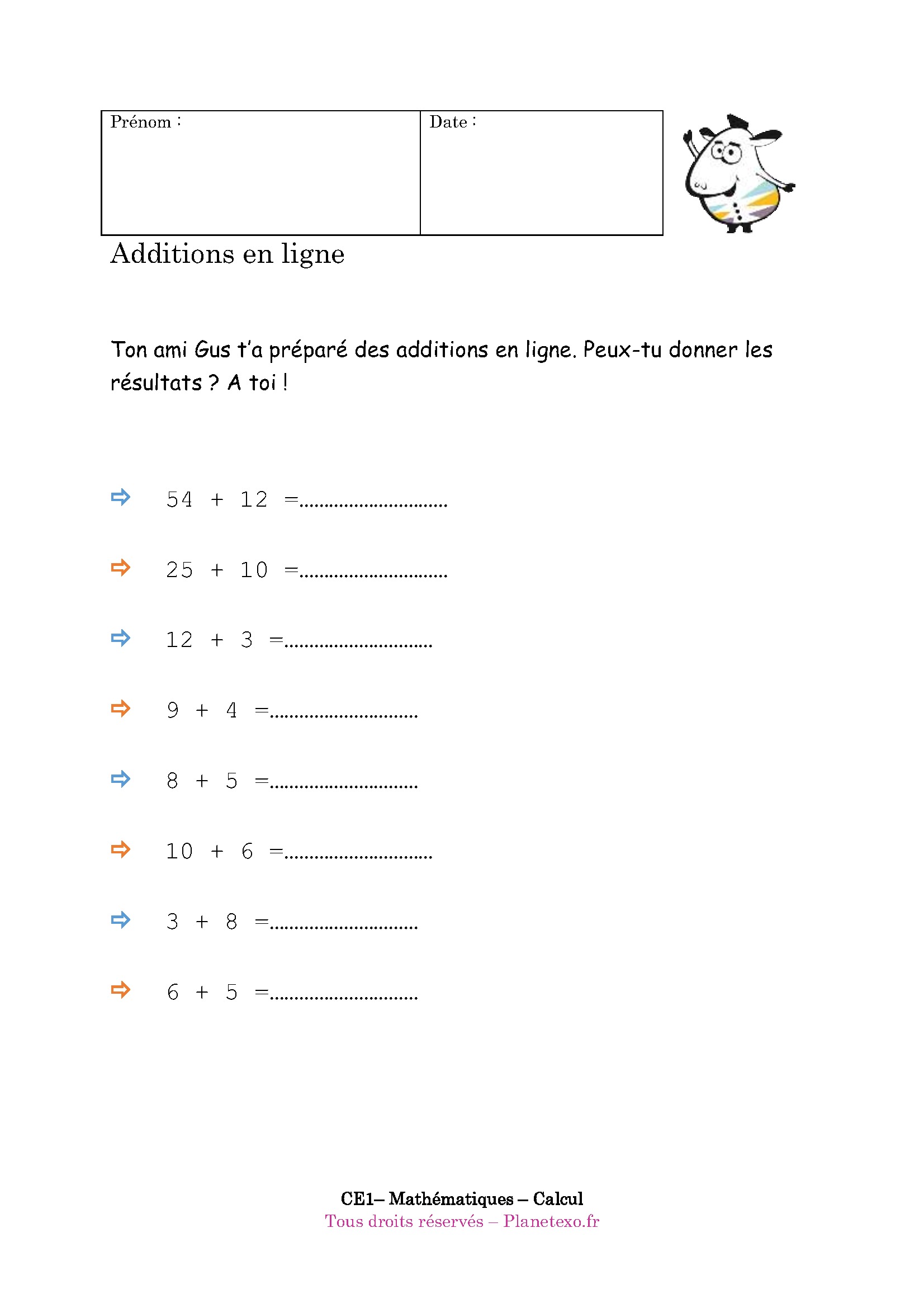 addition ligne