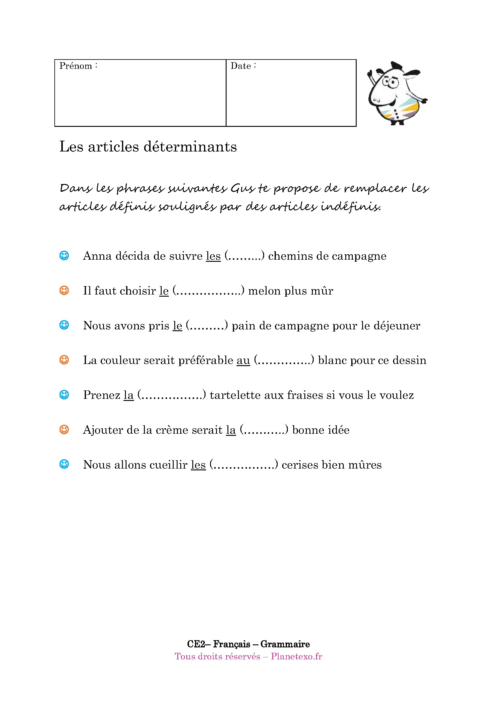 article defini indefini
