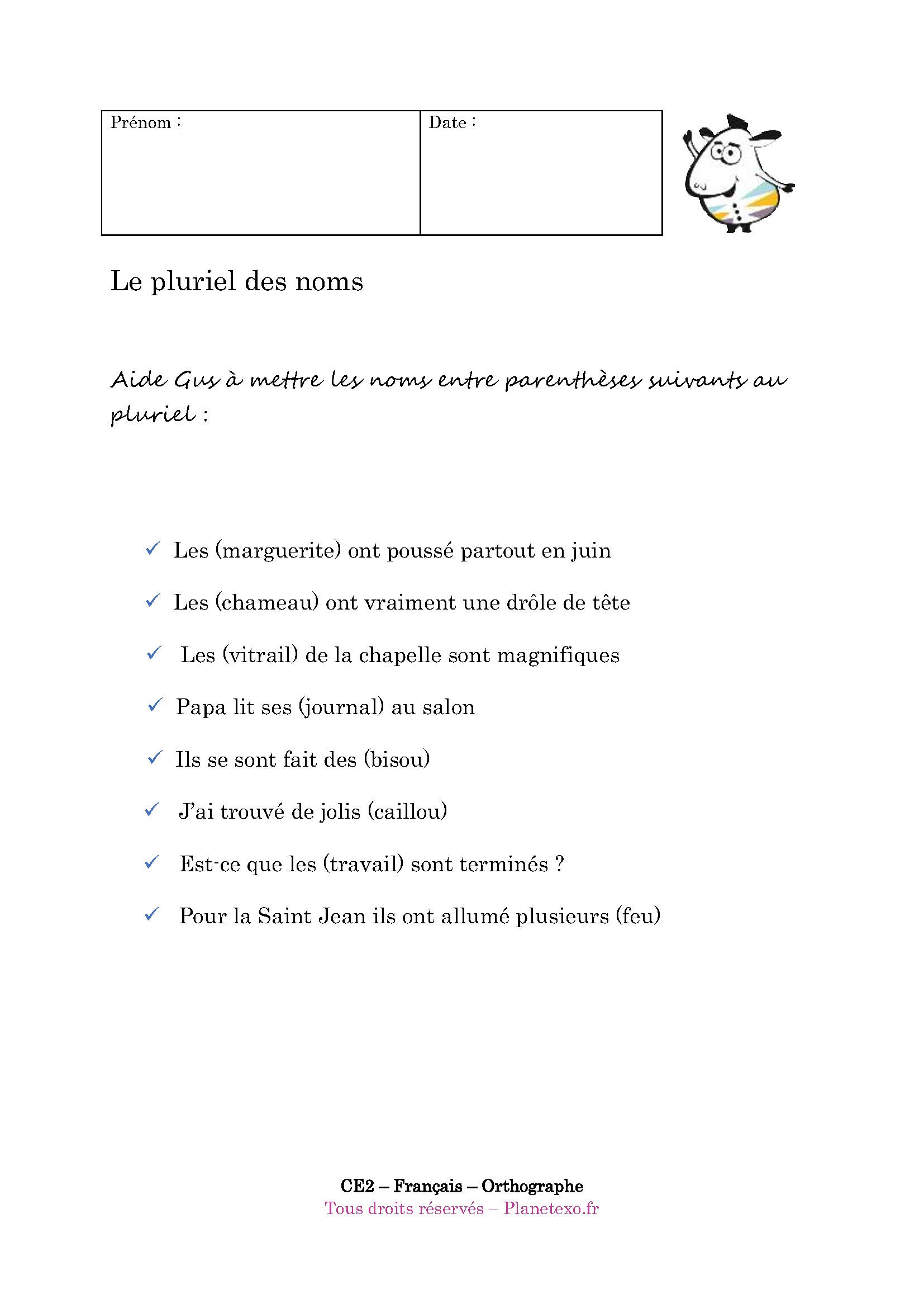 nom, pluriel