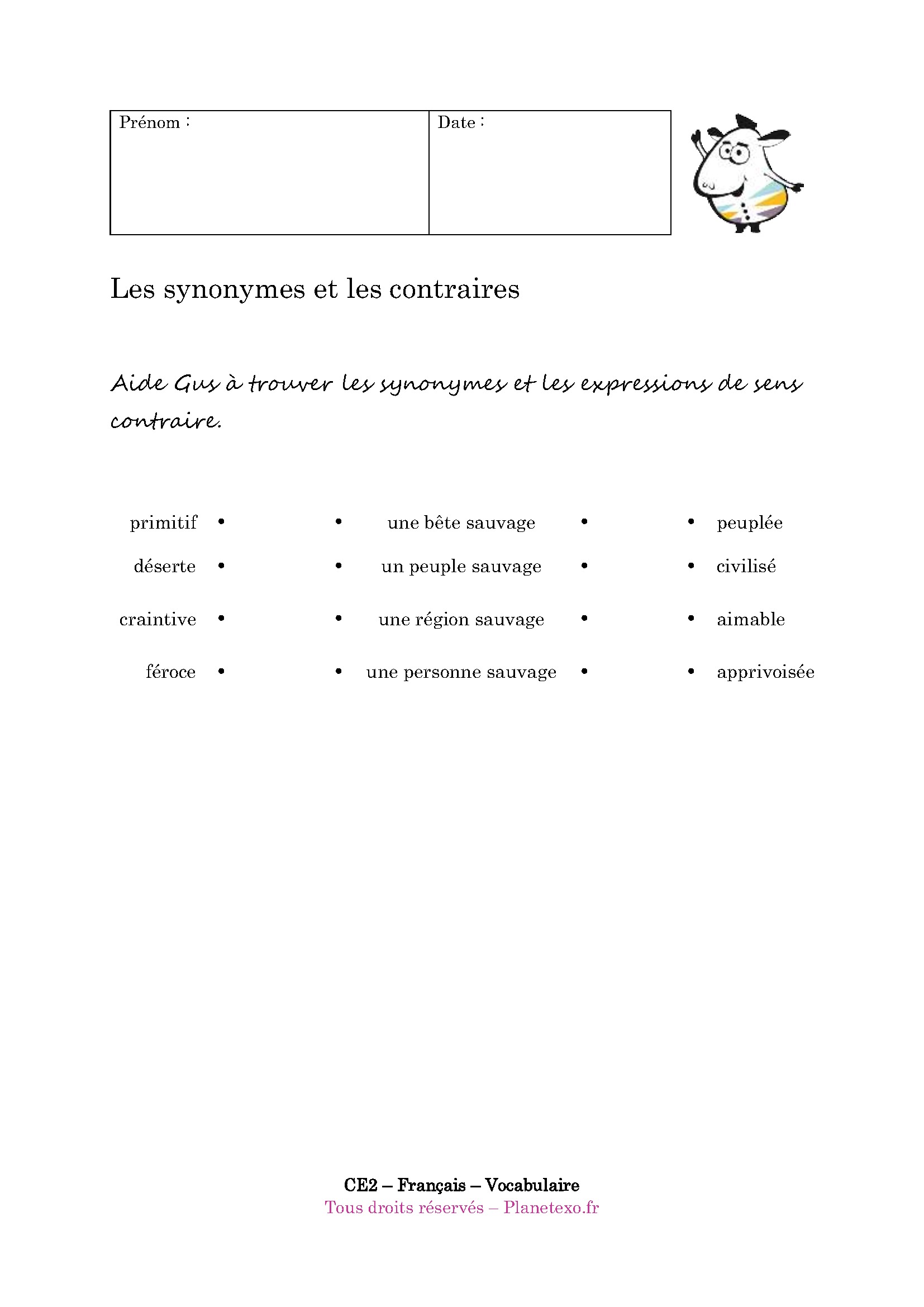synonyme, contraire