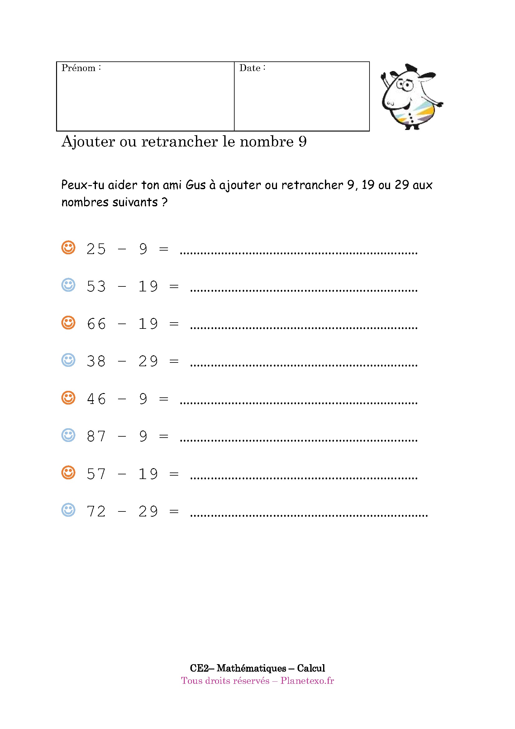ajouter retrancher 9