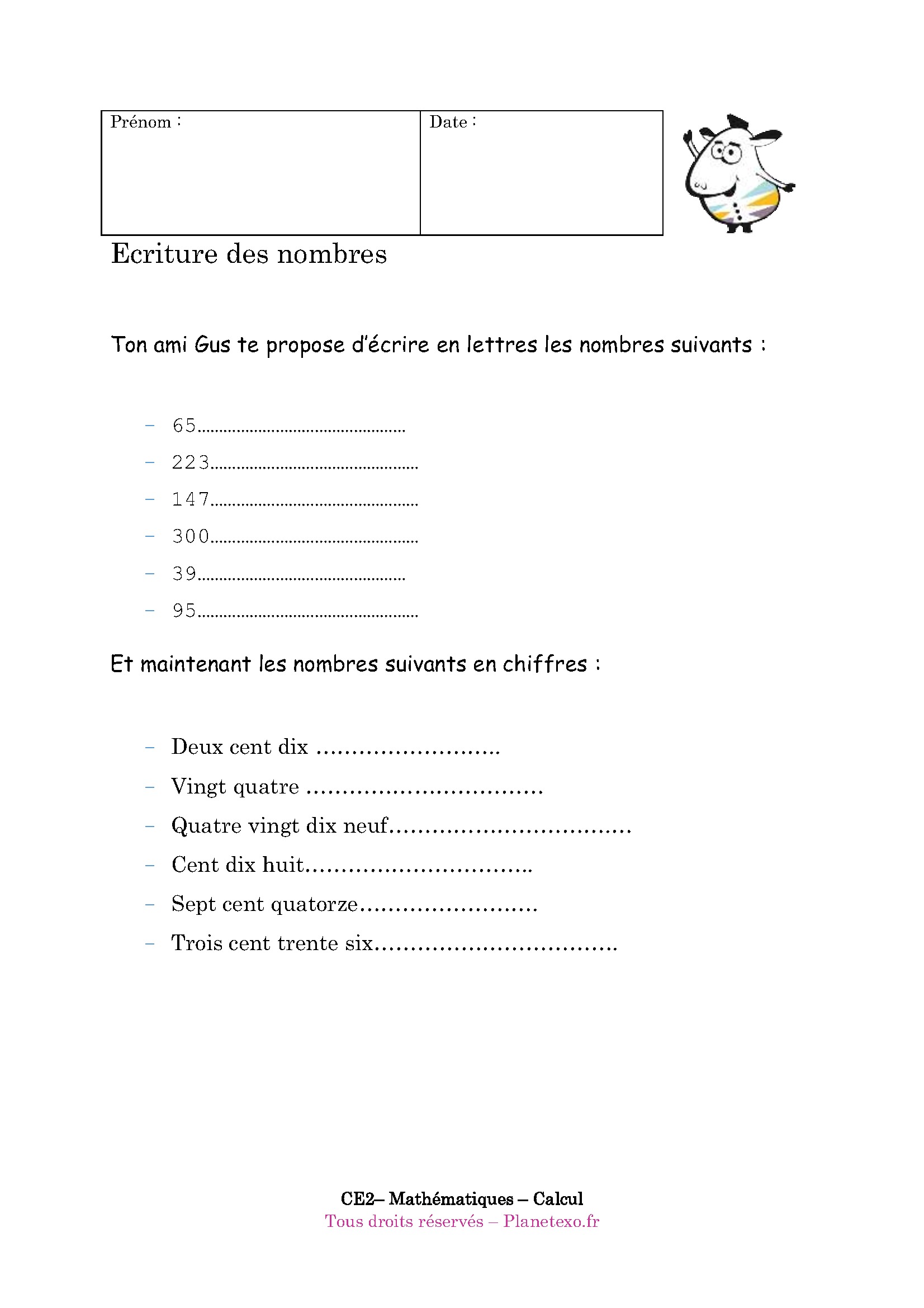 nombre lettre