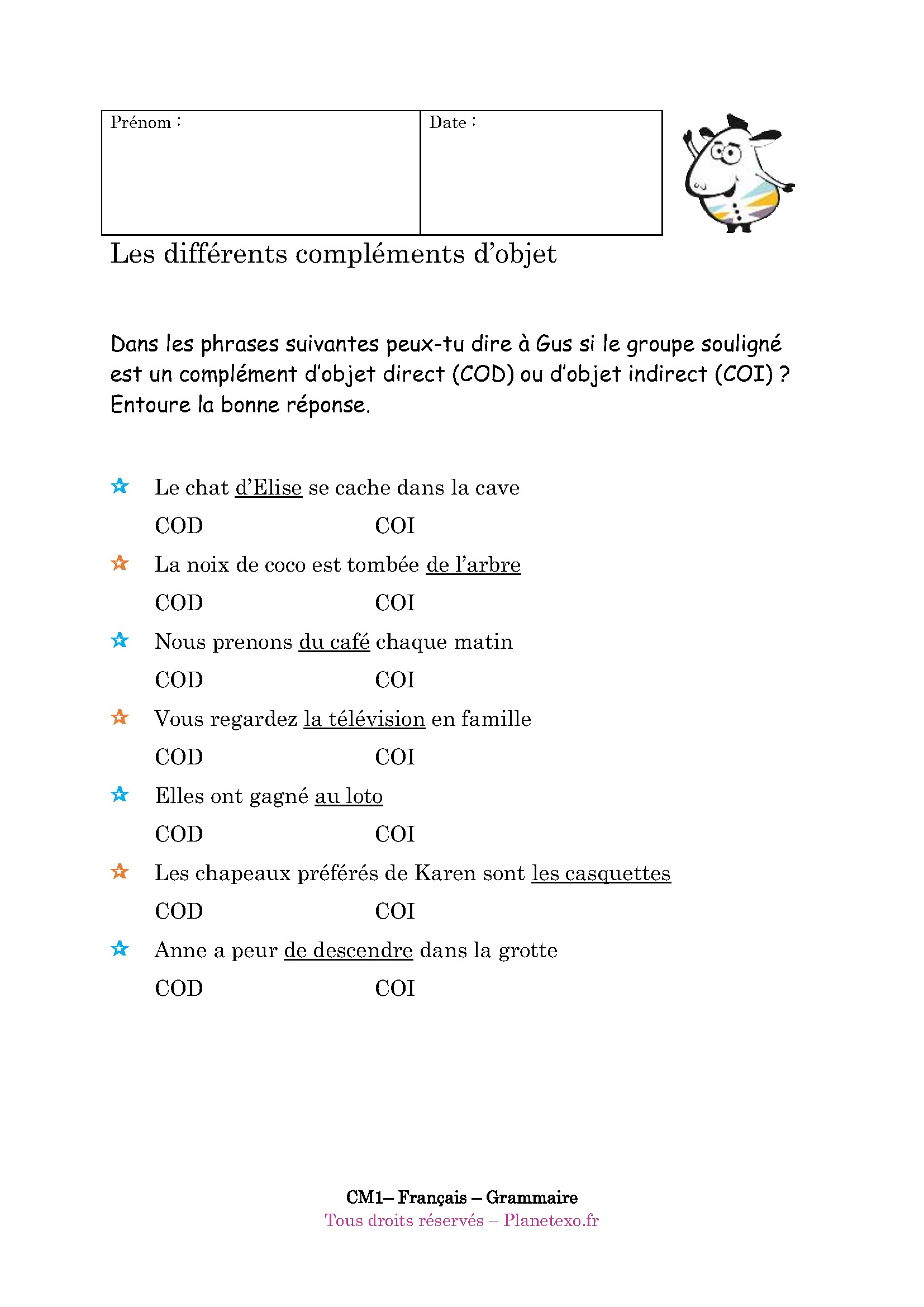 complement objet coi cod