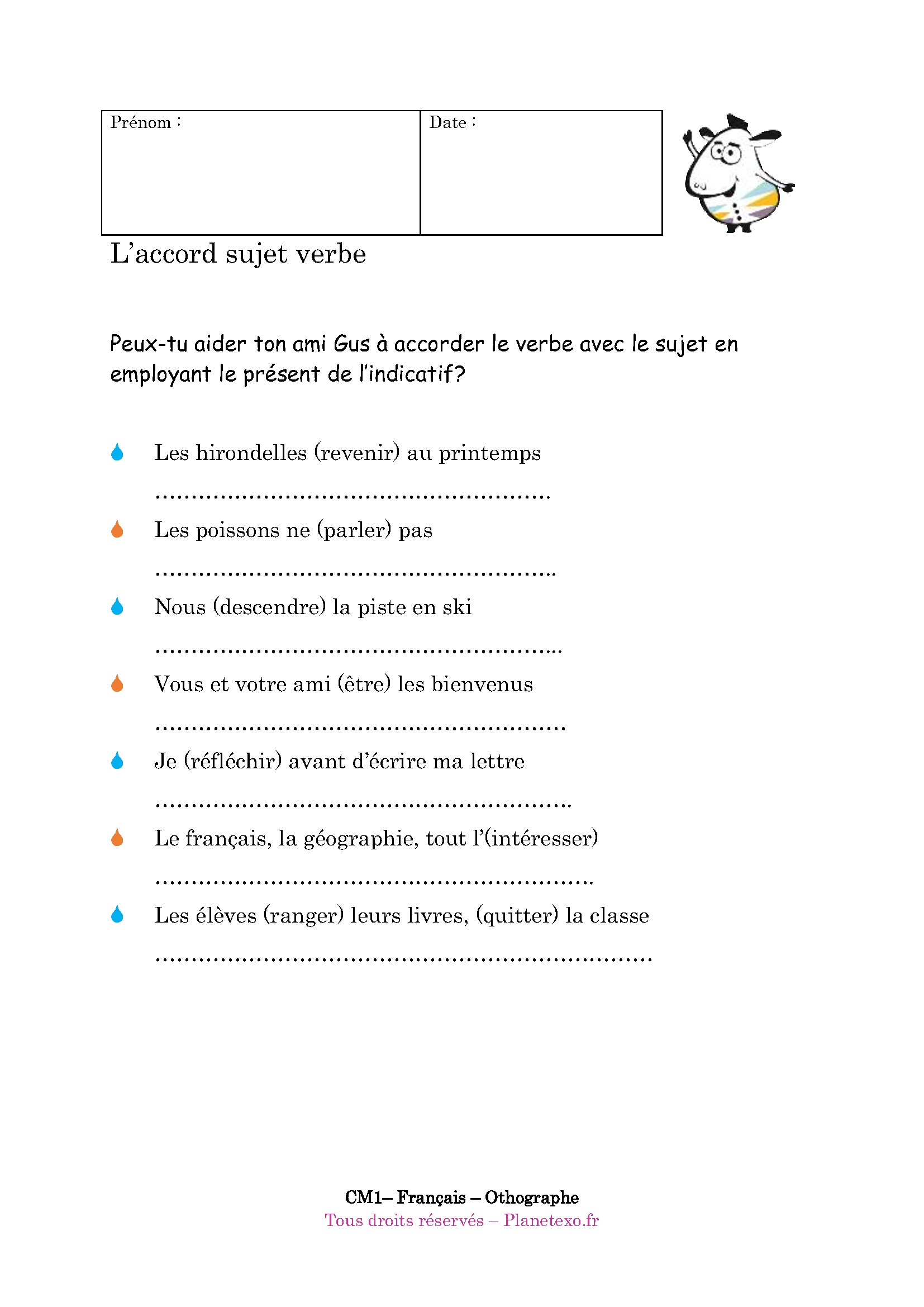 sujet verbe accord