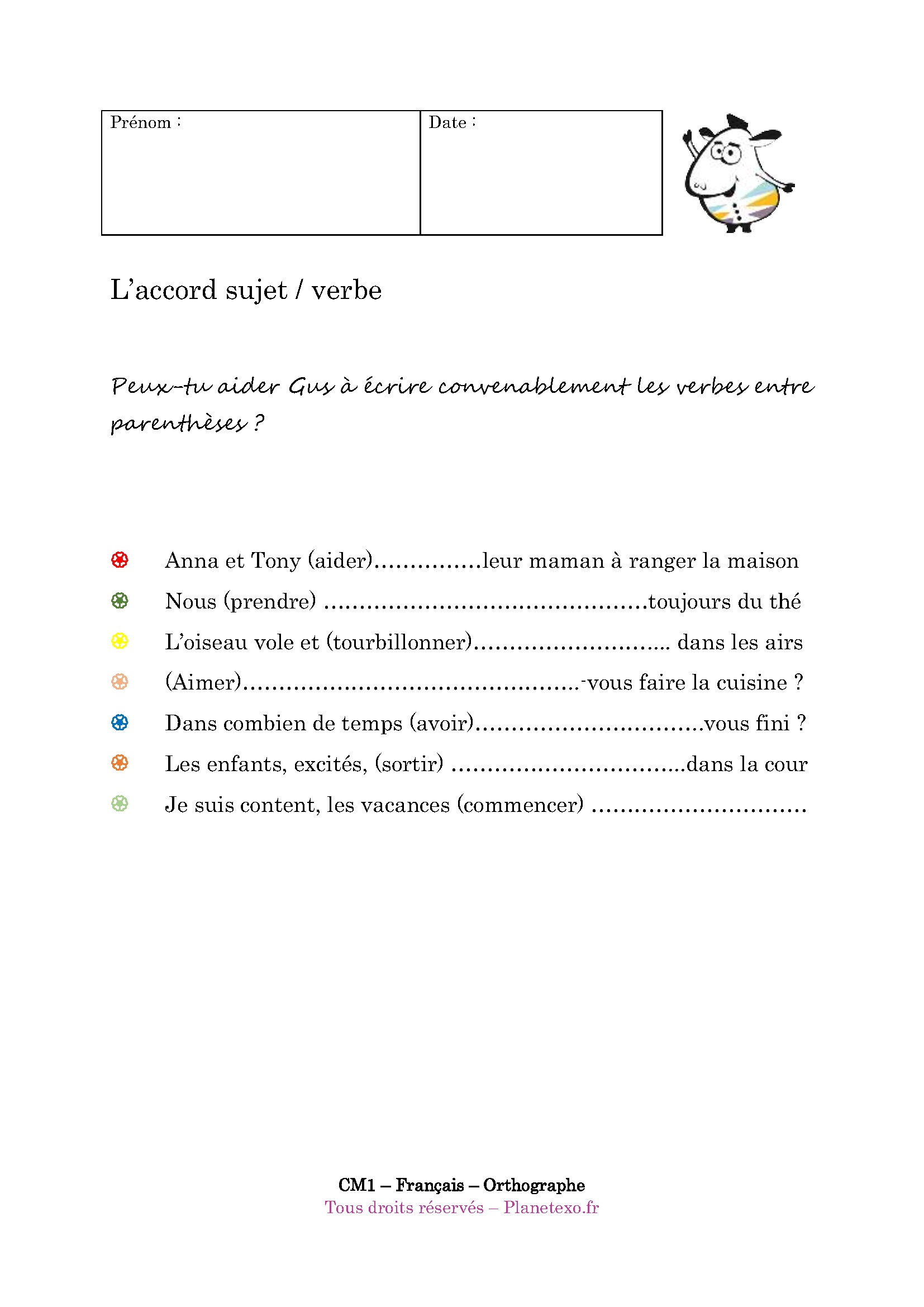 accord sujet verbe