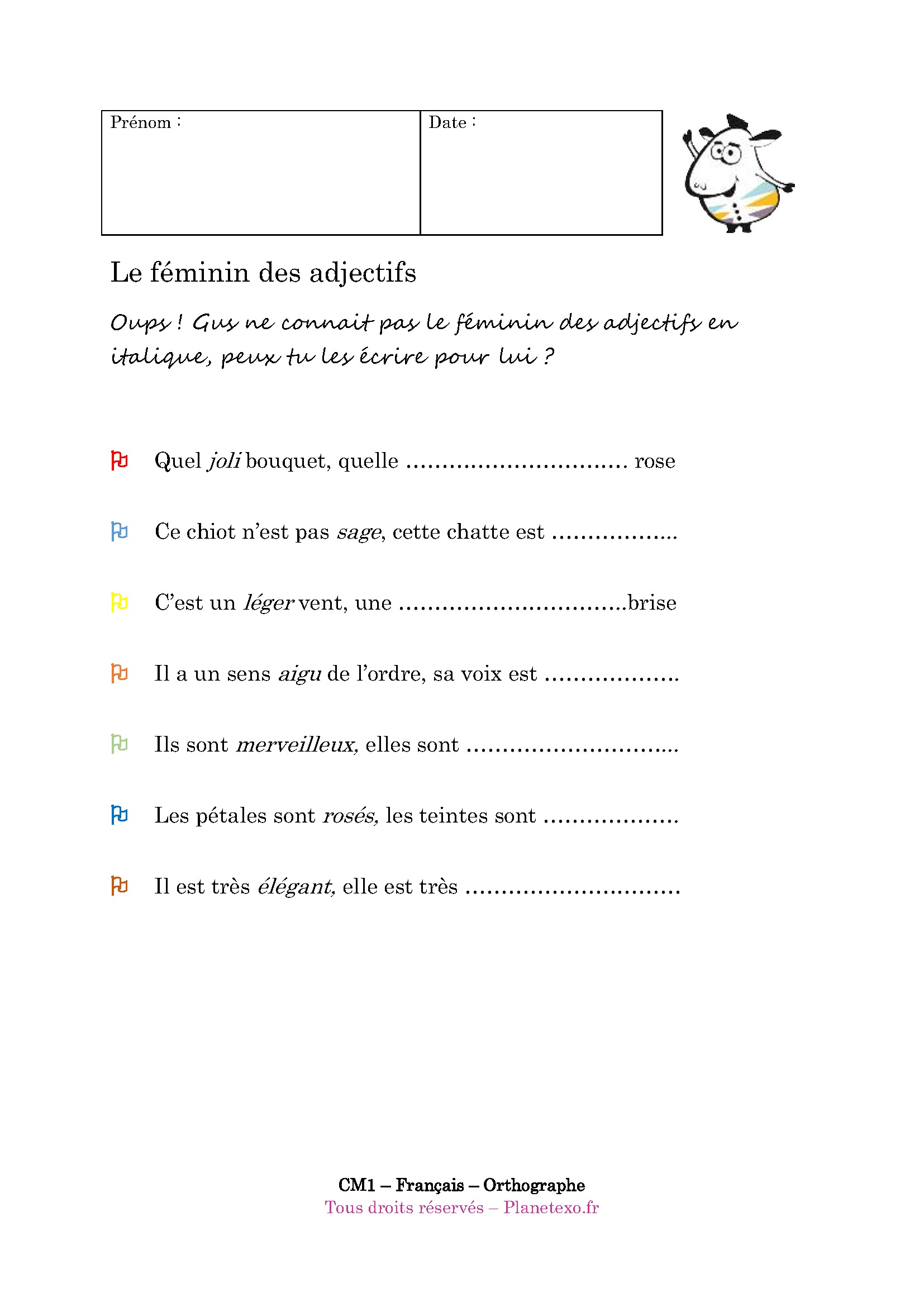 adjectif feminin