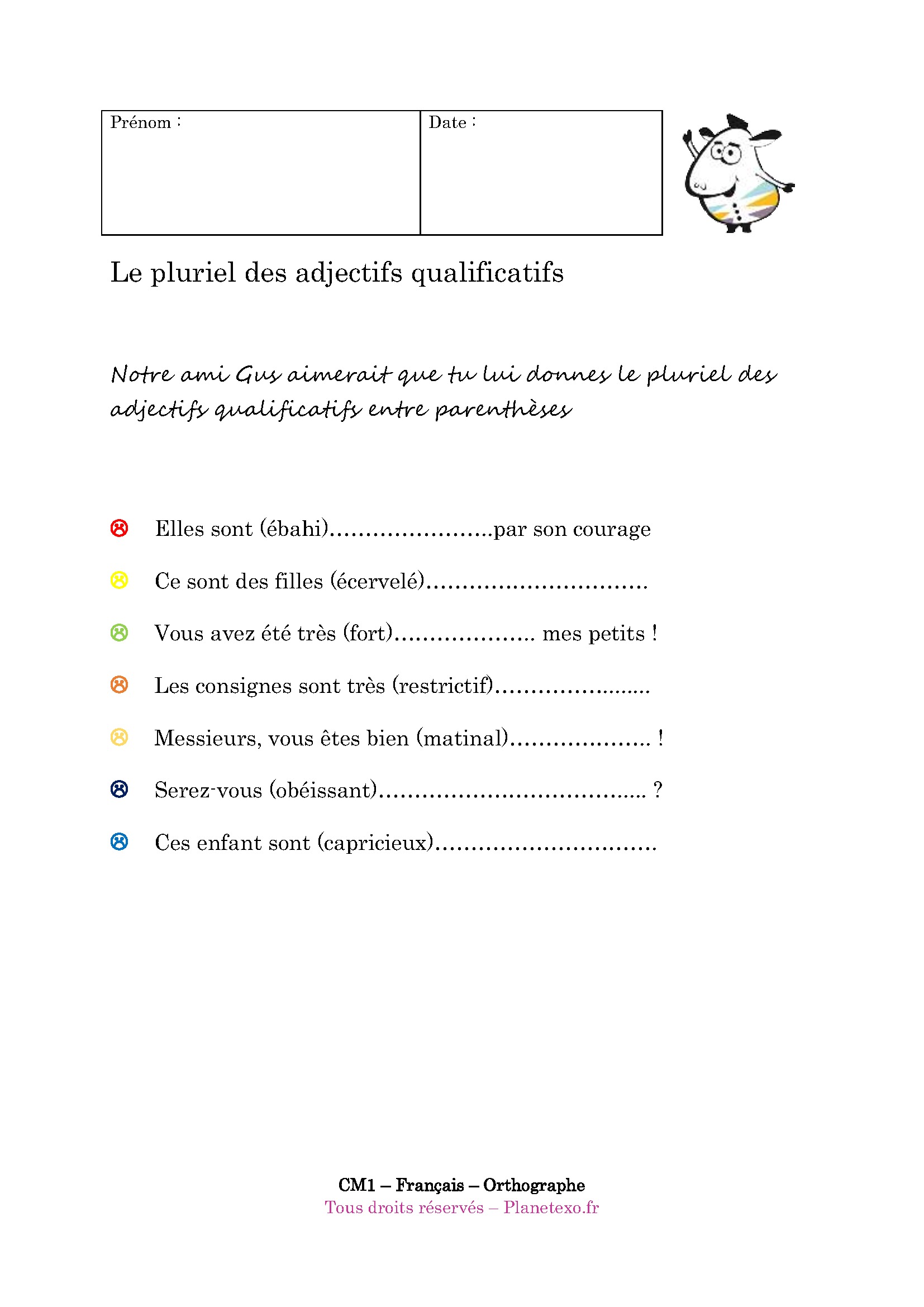 pluriel adjectif qualificatif