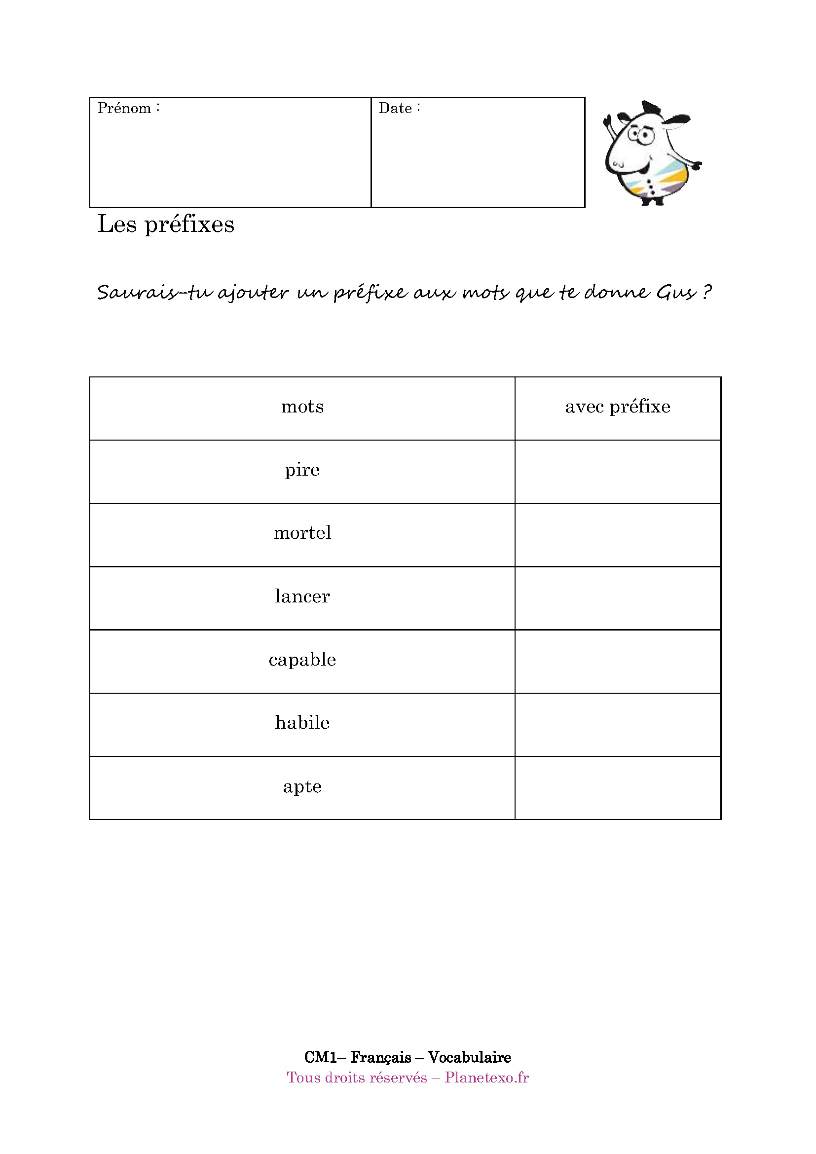 prefixe suffixe