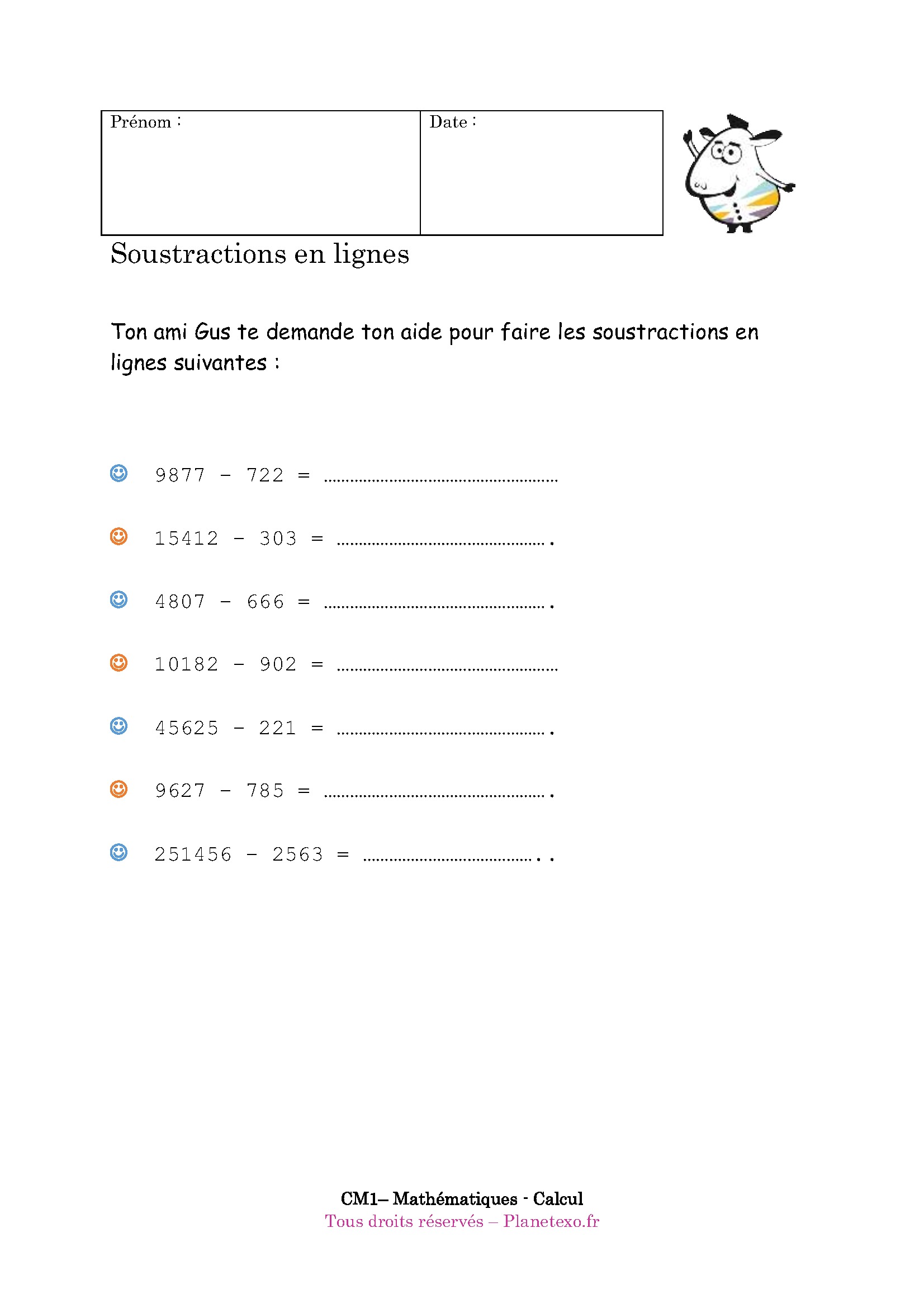 soustraction ligne