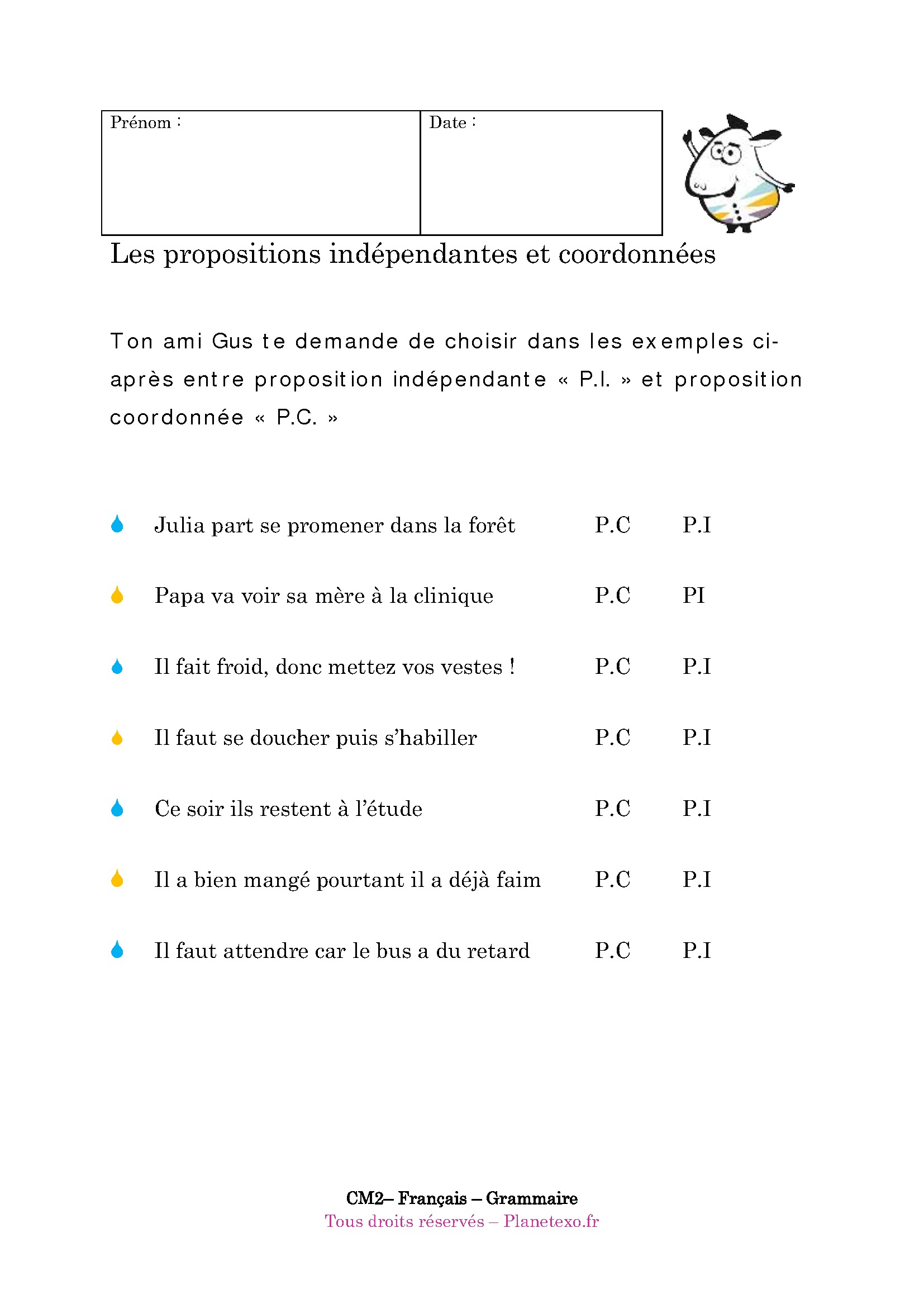 proposition independant coordonne