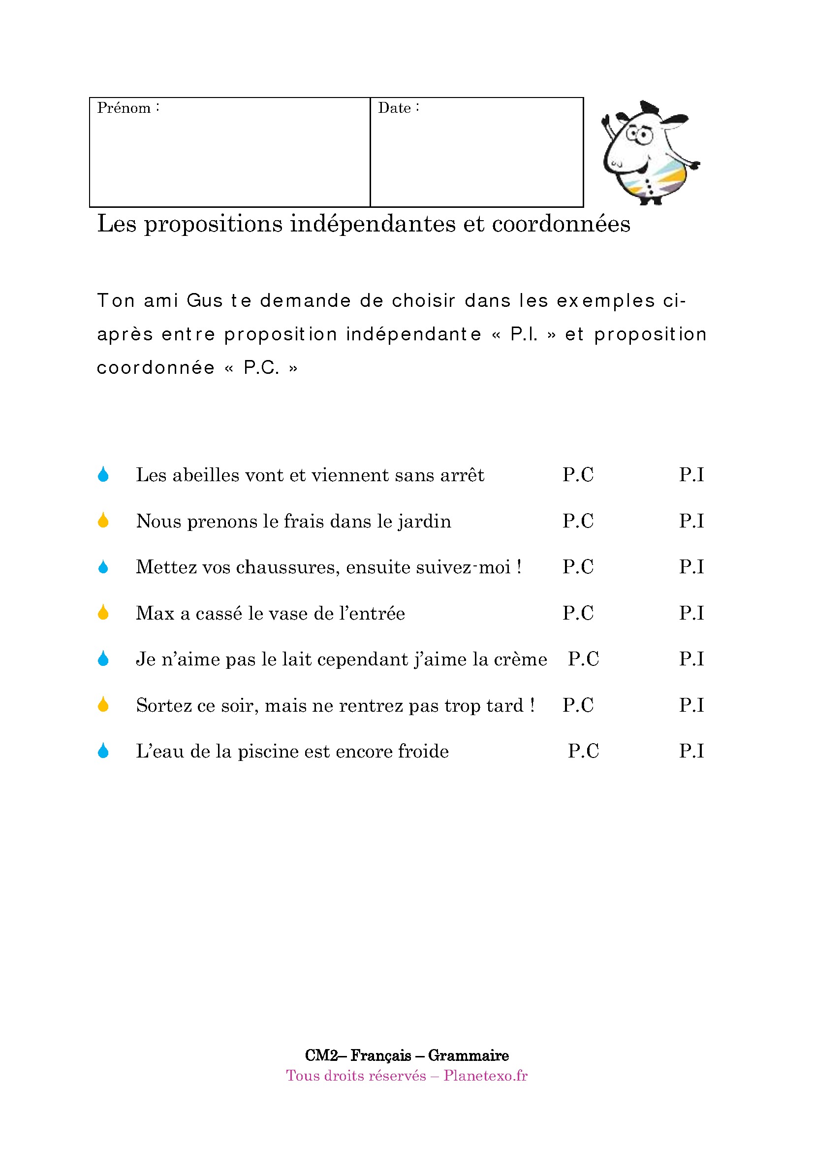 proposition independant coordonne