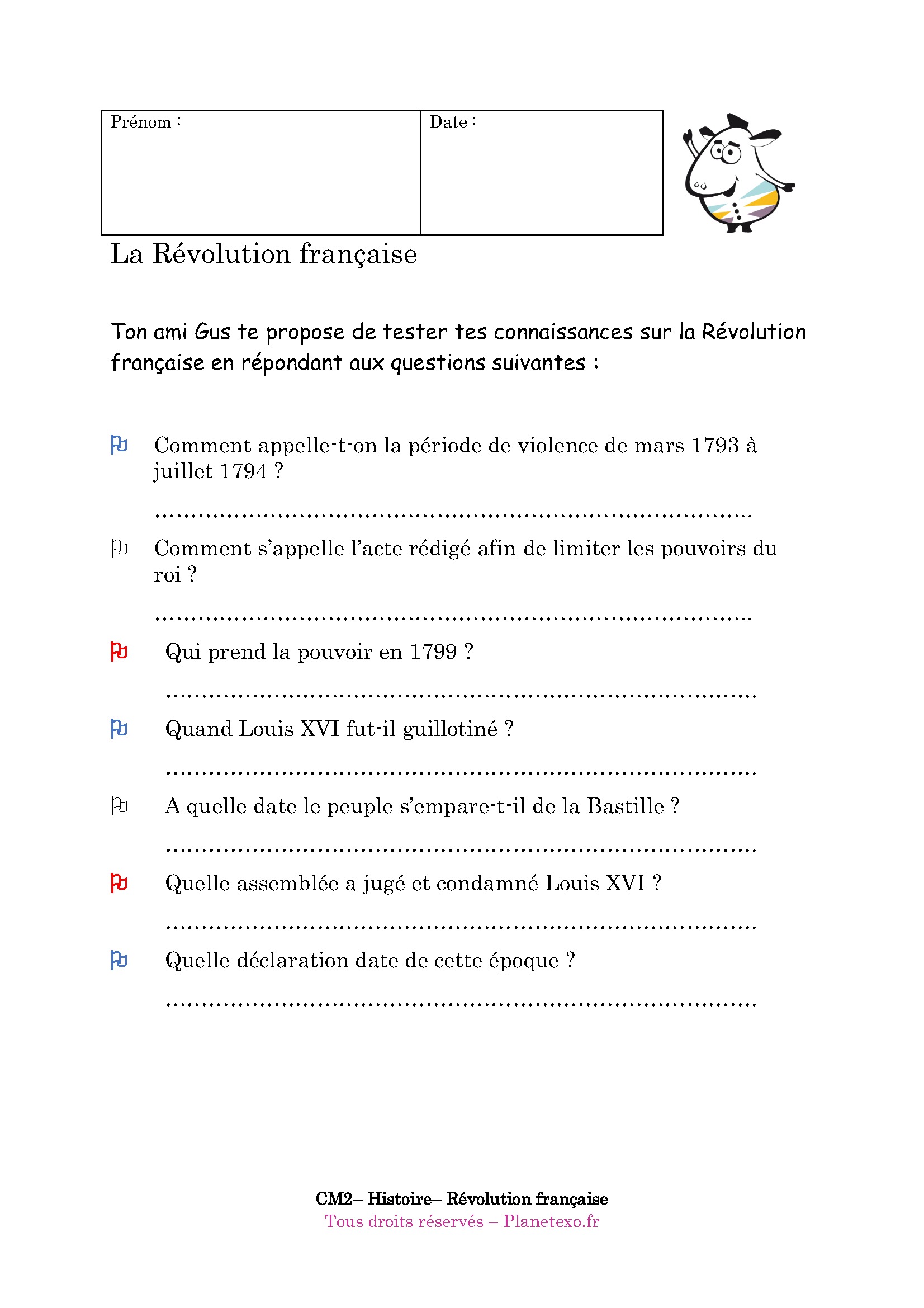 Evaluation Cm2 R volution Fran aise QBMNH