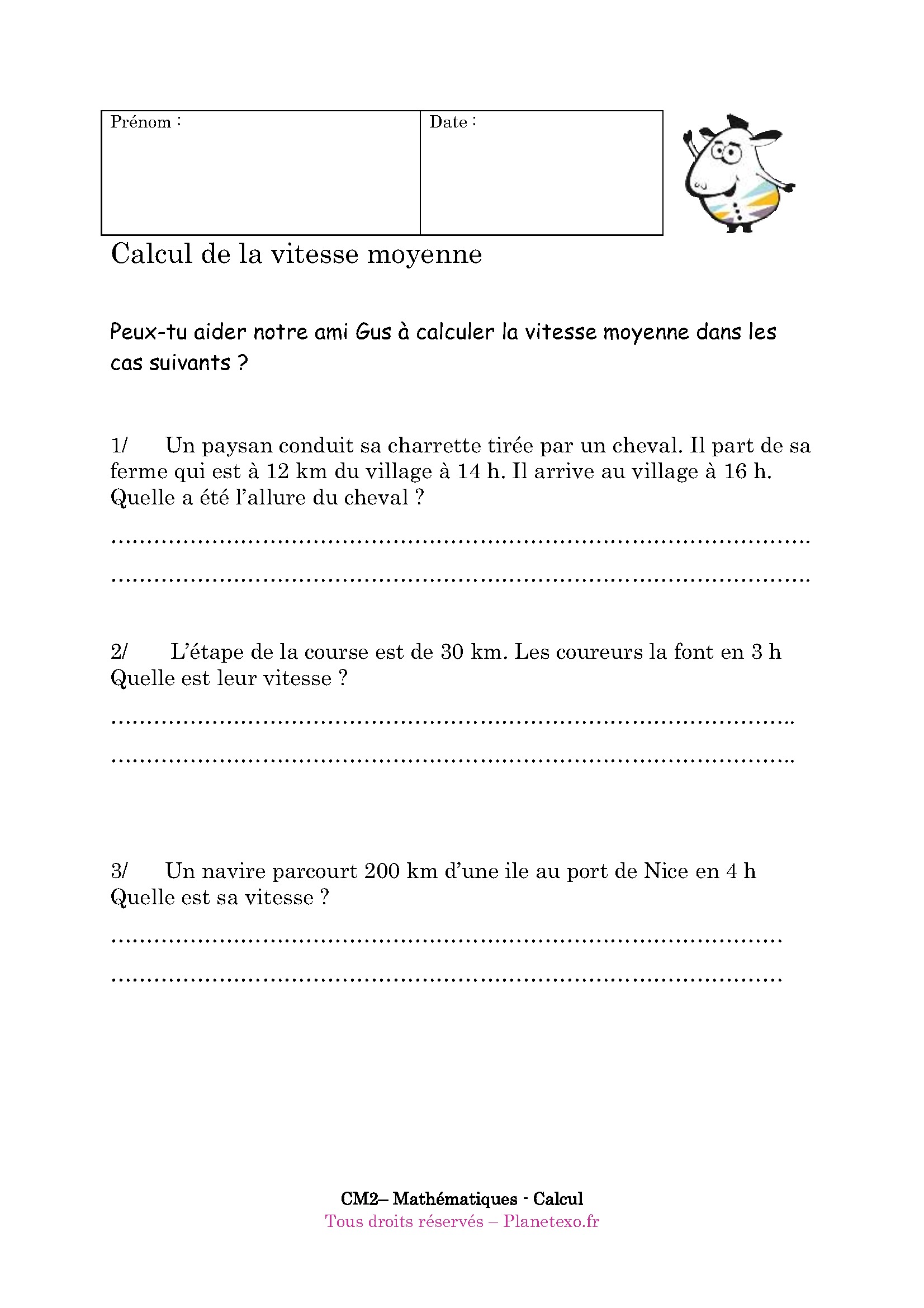 vitesse moyen