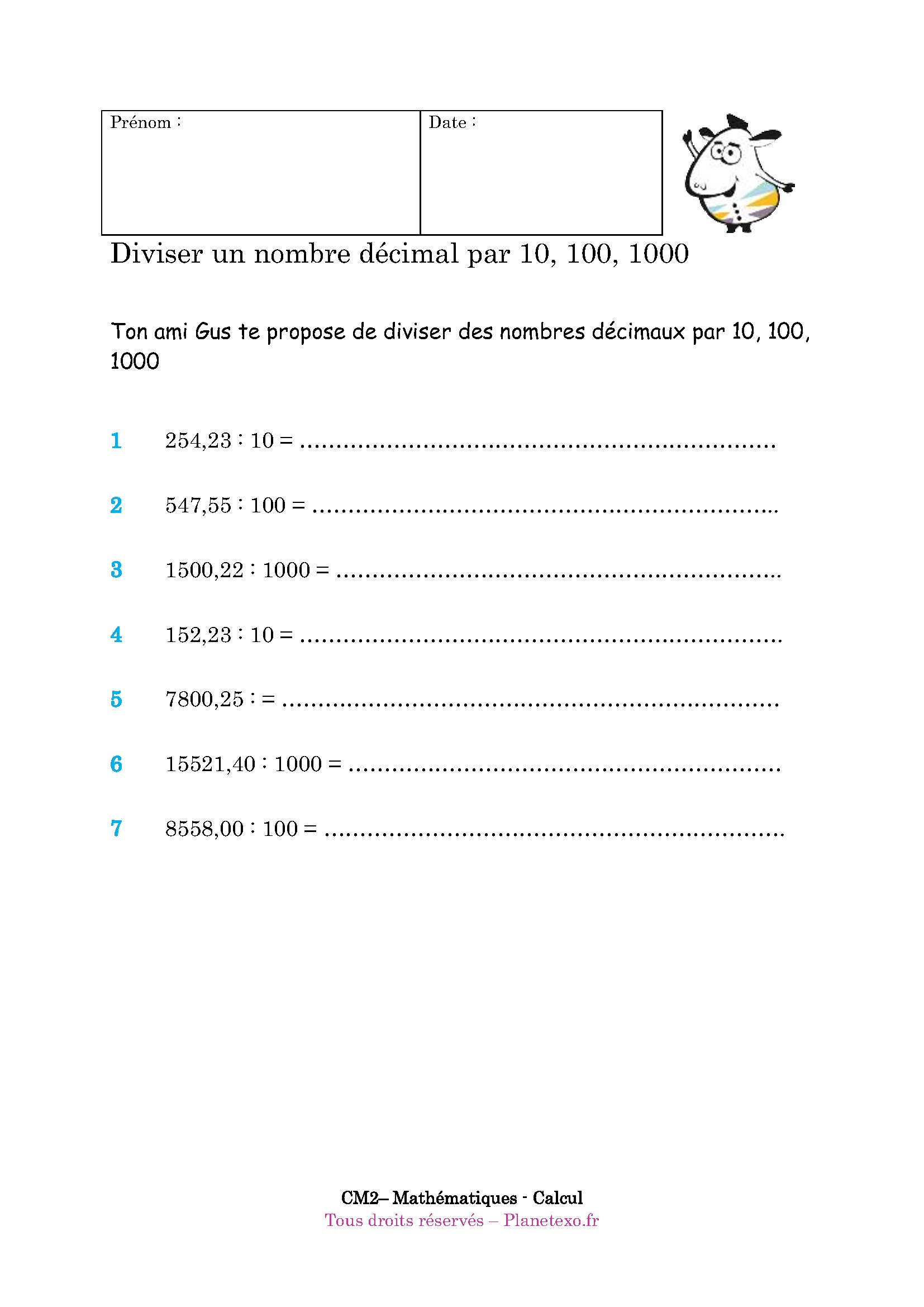 division decimal decimaux