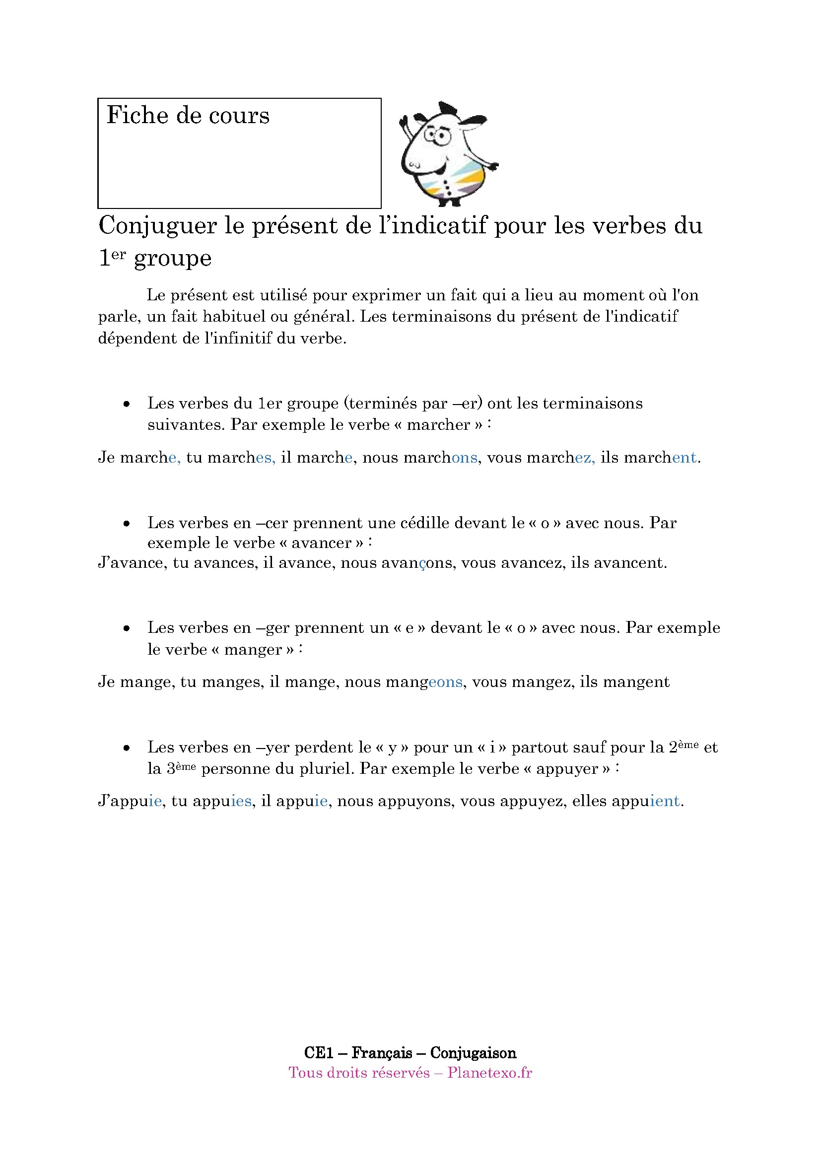 1er groupe, verbe, conjugaison